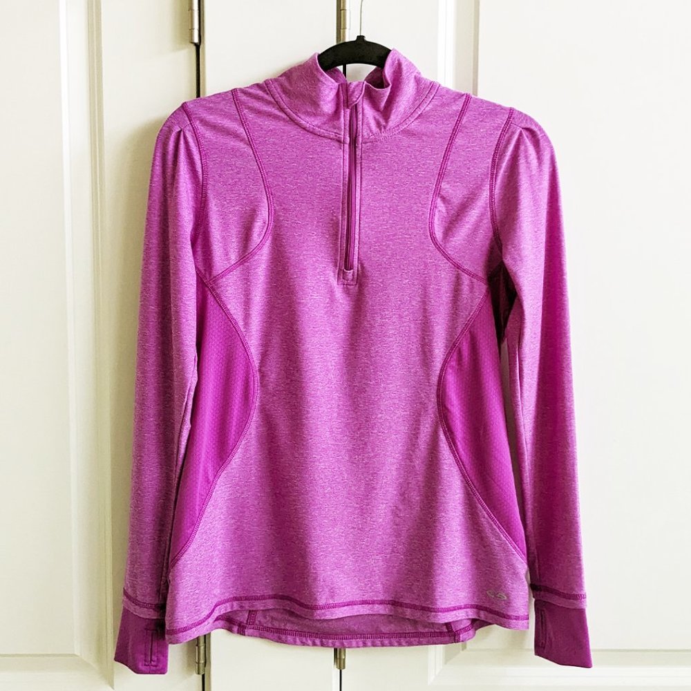 Champion C9 1/4 Zip Pullover S Pink Ventilated Running Shirt Thumbholes Gym Top